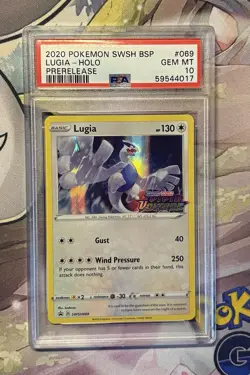 Pokemon Lugia SWSH069 Vivid Voltage Stamped Promo Holo PSA 10 - Image 1