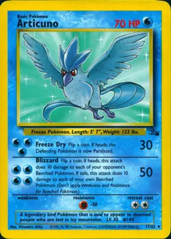 ARTICUNO 17/62 RARE FOSSIL POKEMON UNLIMITED LP - Image 1