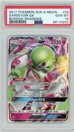 Gardevoir GX #93/147 Pokemon TCG Burning Shadows Ultra Rare PSA 10 Gem Mint - Image 1