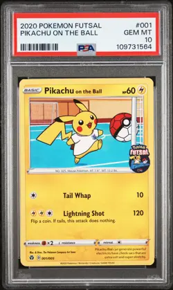 2020 POKEMON FUTSAL #001 PIKACHU ON THE BALL PSA 10 - Image 1
