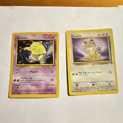Pokemon TCG Drowzee & Meowth Base Set 1999 English 49/102 56/64 2 Card Lot - Mp - Image 1