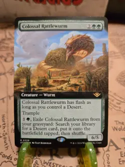 MTG Colossal Rattlewurm Outlaws of Thunder Junction Regular Extended Art Rare NM - Image 1