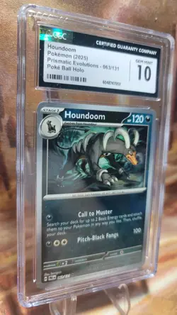 Pokemon Houndoom (Poke Ball Holo) 063/131 Prismatic Evolutions CGC 10 Gem Mint - Image 3