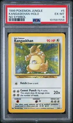 1999 Pokemon Jungle Kangaskhan Holo #5 No Symbol Error PSA 6 - Image 1