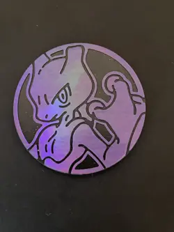 Mewtwo Pokemon TCG Purple Rainbow Holofoil Flip Coin - Image 1