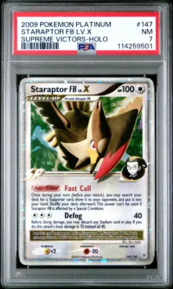 2009 POKEMON SUPREME VICTORS STARAPTOR FB LV X #147 ULTRA PSA 7 NM #114259501 - Image 1