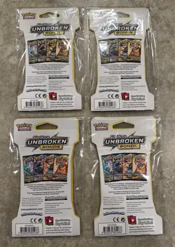 4 Sealed Unweighed Old Style Pokemon S&M Unbroken Bonds Blister Packs - Art Set - Image 2