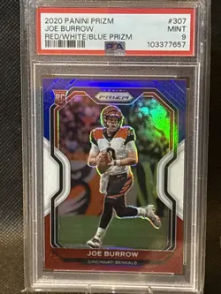 2020 Panini Prizm - Rookie Joe Burrow #307 Red White & Blue Prizm (RC) PSA 9 💎 - Image 1