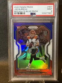 2020 Panini Prizm - Rookie Joe Burrow #307 Red White & Blue Prizm (RC) PSA 9 💎 - Image 2