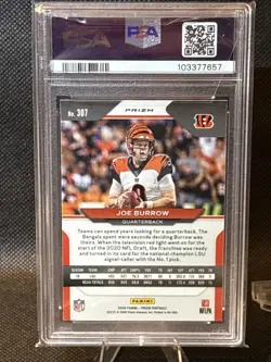 2020 Panini Prizm - Rookie Joe Burrow #307 Red White & Blue Prizm (RC) PSA 9 💎 - Image 3
