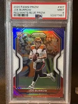 2020 Panini Prizm - Rookie Joe Burrow #307 Red White & Blue Prizm (RC) PSA 9 💎 - Image 4