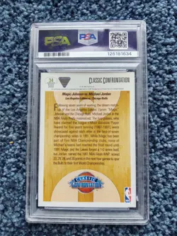 1991 Upper Deck Magic Johnson Versus Michael Jordan Mint 9 PSA - Image 3