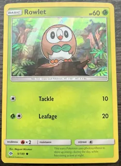 Rowlet - (Water Web Holo) Pokemon TCG 009/149 Promo Holo Heavy Play HP - Image 1
