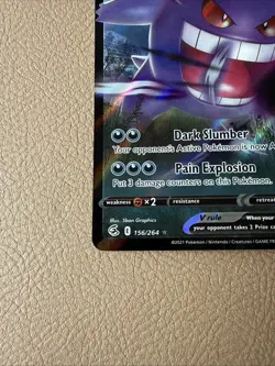 Holo Foil Gengar V 156/264 Ultra Rare Pokemon SWSH08: Fusion Strike NM - Image 5