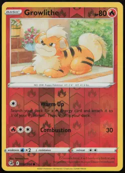 Growlithe 032/264 NM Fusion Strike Common Reverse Holo Pokemon - Image 1