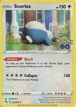 Snorlax Holo Rare – Pokemon GO #055/078 Pokemon TCG - Image 1