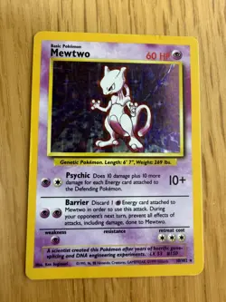 Pokemon Mewtwo Card Base Set 10/102 Rare Holo - Image 1