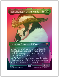 1x Selvala, Heart of the Wilds, Borderless Art Foil, Commander Masters, MTG NM - Image 1