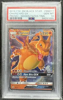2019 Pokemon Sun & Moon Hidden Fates CHARIZARD GX #SM211 Black Star Promo PSA 10 - Image 1