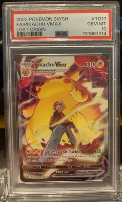 PSA 10 2022 POKEMON SWORD & SHIELD-LOST ORIGIN #TG17 FULL ART/PIKACHU VMAX - Image 1