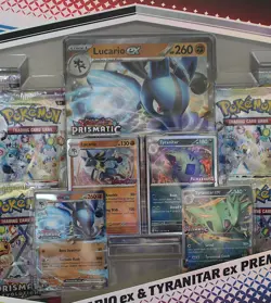 Pokemon Prismatic Evolutions Lucario ex & Tyranitar ex Premium Collection - Image 4