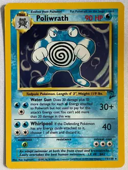 Poliwrath 15/130 Holo Rare Base Set 2 Pokemon Holo Moderately Played - Image 1