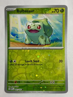 2023 Pokemon Bulbasaur 001/165 151 Common Reverse Holo Near Mint - Image 1
