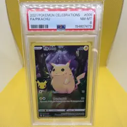 Pokemon TCG Pikachu 005/025 Celebrations Full Art Holo PSA 8 English - Image 1