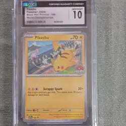 Pokemon Pikachu 2024 Black Star Promos 190 World Championships Promo CGC 10 - Image 1