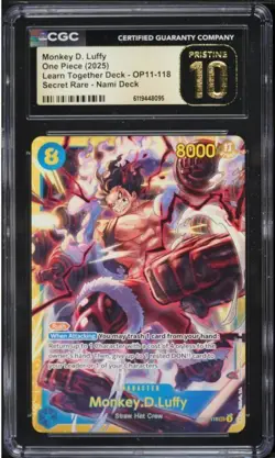 2025 One Piece Monkey D. Luffy Divine OP11-118 Alternate Art CGC 10 Pristine - Image 1