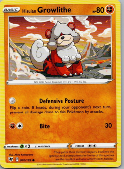 2022 Pokemon Card Astral Radiance Hisuian Growlithe 70/189 - NM - Image 1