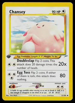 Pokemon Card Neo Destiny Chansey 31/105 1st Edition Uncommon - Image 1