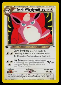 Pokemon Card - Dark Wigglytuff Neo Destiny 40/105 Uncommon 1st Edition - Image 1