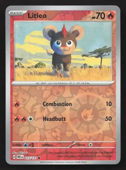 Pokemon Litleo Reverse Holo Common SV: Prismatic Evolutions 015/131 NM - Image 1