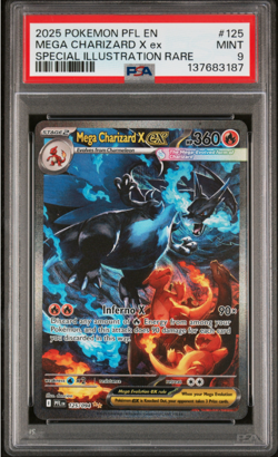 2025 POKEMON PFL EN-PHANTASMAL FLAMES #125 MEGA CHARIZARD X EX PSA 9 - Image 1