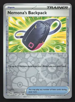 Pokemon Nemona's Backpack Reverse Holo Uncommon SV: Paldean Fates 083/091 NM - Image 1
