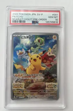 Pokemon 2022 Pikachu 001 Promo Scarlet/Violet Pre-Order Japanese GEM MINT PSA 10 - Image 1