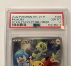 Pokemon 2022 Pikachu 001 Promo Scarlet/Violet Pre-Order Japanese GEM MINT PSA 10 - Image 2