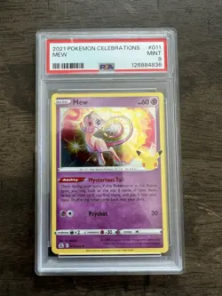 Pokemon PSA 9 Graded Mew 011/025 Celebrations Holo Rare Full Art Card English - Image 1