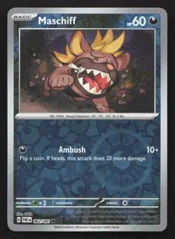 Pokemon Maschiff Reverse Holo Common SV: Paldean Fates 062/091 NM - Image 1
