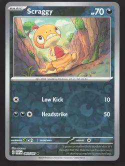 Pokemon Scraggy Reverse Holo Common SV: Paldean Fates 060/091 NM - Image 1