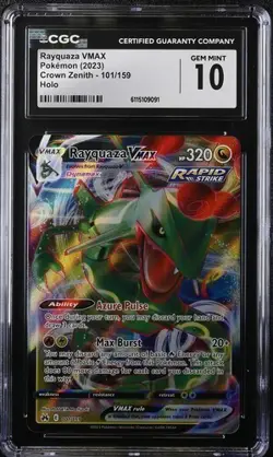 ✨✨ CGC 10 Rayquaza VMAX 101/159 Pokemon Crown Zenith Holo - Image 1