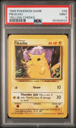 Pokemon Base Set Pikachu Yellow Cheeks #59 PSA 9 - Image 1
