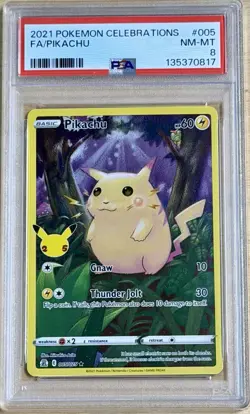 2021 Pokemon Celebrations Pikachu Full Art 005/025 Holo PSA 8 - Image 1