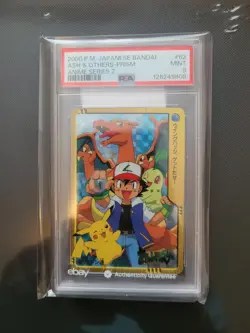 2000 POKEMON JPN BANDAI ANIME SER 2 #62 ASH & OTHERS-PRISM PSA 9 - Image 1