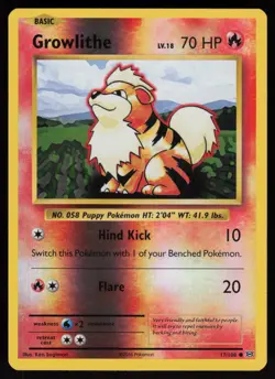 Reverse Holo Growlithe 17/108 XY - Evolutions Ken Sugimori Art Pokemon TCG Card - Image 1