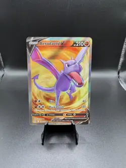 Pokemon TCG Aerodactyl v Sword & Shield Lost Origin Holo Ultra Rare Card 179/196 - Image 1