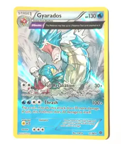 POKEMON CARD GYARADOS FULL ART HOLO 21/98 GOOD CONDITION 2015 - Image 1