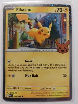PIKACHU COSMOS HOLO SWIRL 018/091 RARE TRICK OR TRADE BOOSTER 2024 LP - Image 1