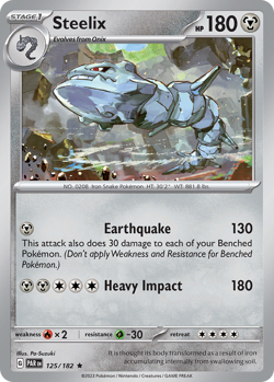 STEELIX 125/182 RARE PARADOX RIFT POKEMON HOLO LP - Image 1